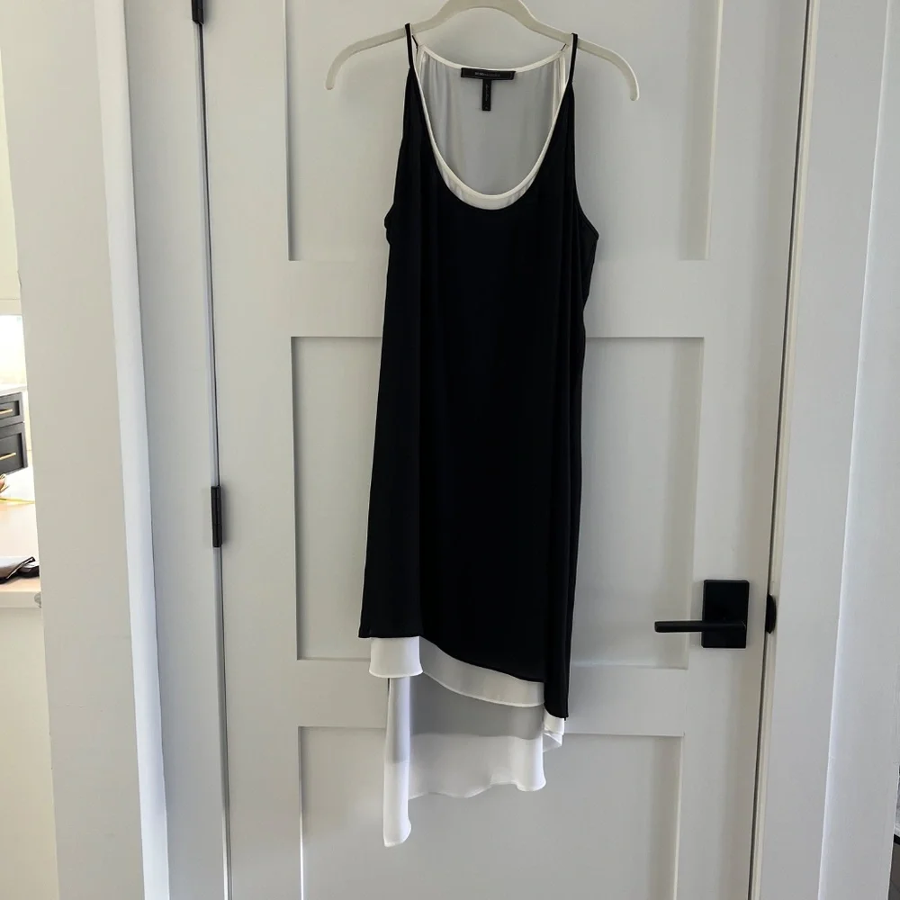 BCBG MaxAzaria High -Low Asymmetrical Slip Dress in black and white- Size M - Picture 7 of 7